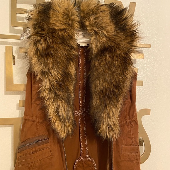 anthropologie Hei Hei Military-Style Vest with Fur (Removable) - XS - Picture 3 of 6